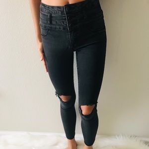 Refuge High Waisted Black Ripped Jeans